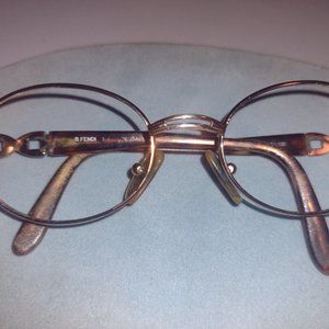 Fendi F 70 Mocha 130 - Gold Tone Tortoise Chain Arm Eyeglass Frames Eyeglasses